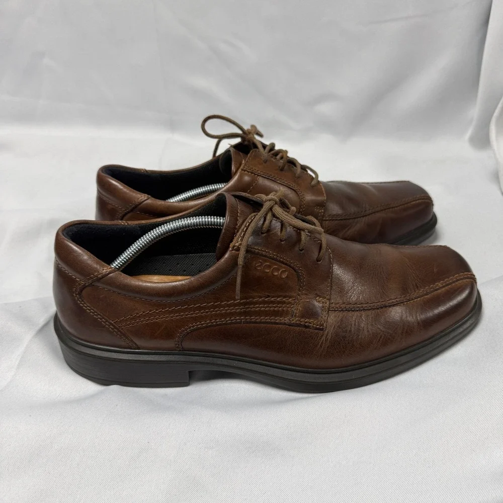 ECCO Helsinki Mens Brown Leather Bicycle Toe Oxford Dress Shoes EU 44 US 10-10.5